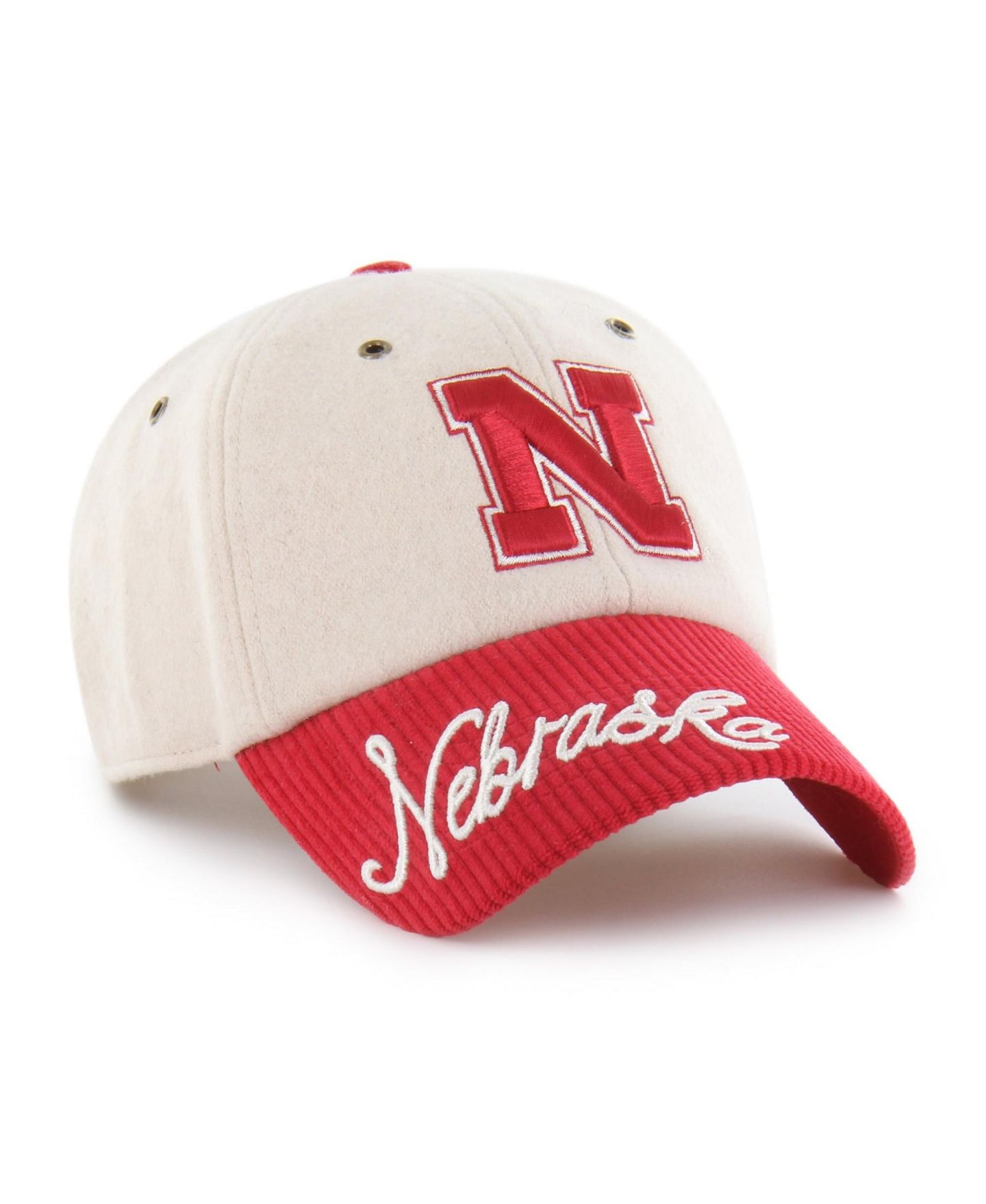 Женская кепка '47 Brand Cream/Scarlet Nebraska Huskers Rope Script Clean Up Adjustable Hat — фото 1