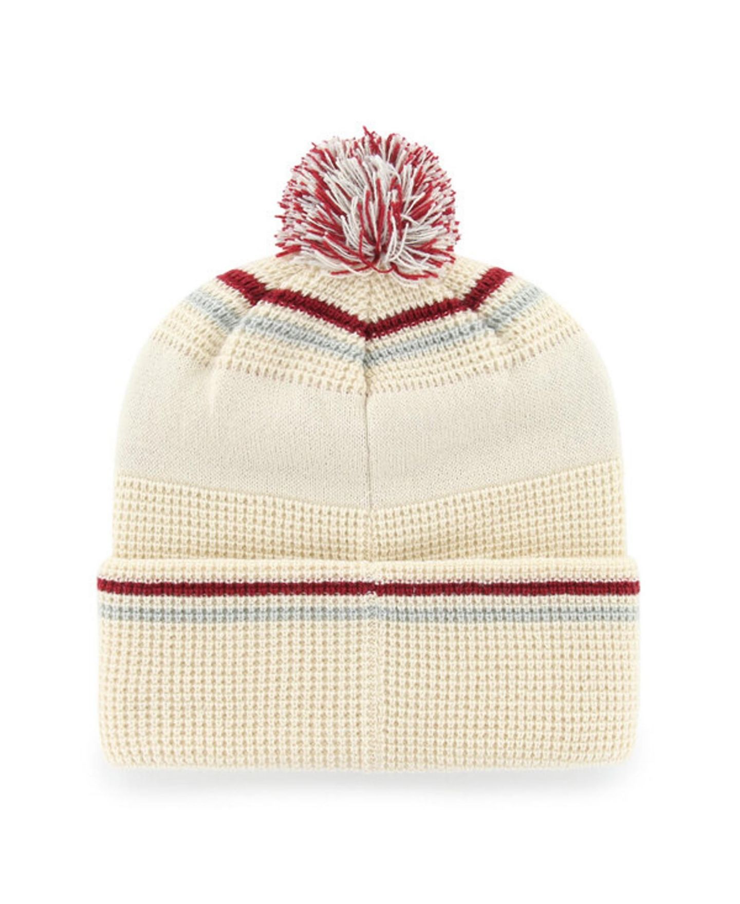 Головной убор '47 Brand Cream Washington State Cougars Quattrle Waffle Cuffed Knit Pom Hat — фото 2