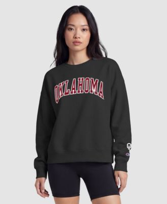 Women's Black Oklahoma Sooners Fleece Crew Sweatshirt