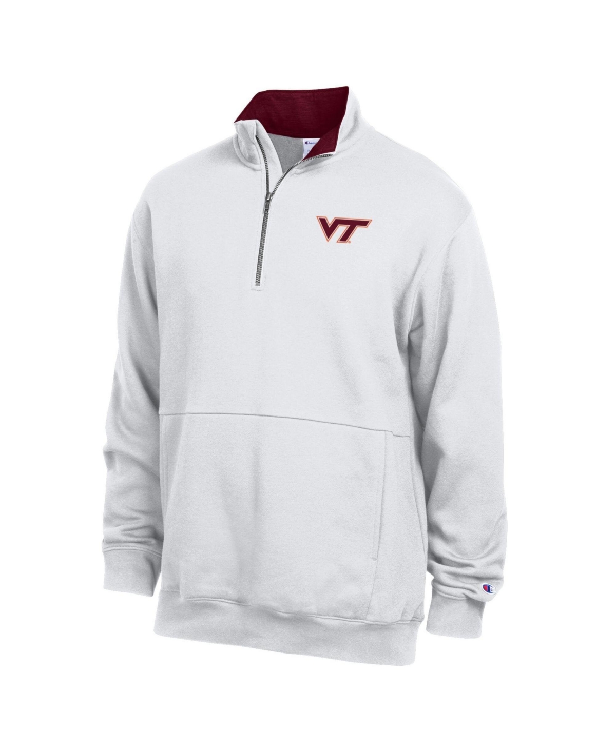 Champion Men's White Virginia Tech Hokies Fleece Quarter-Zip Pullover - White