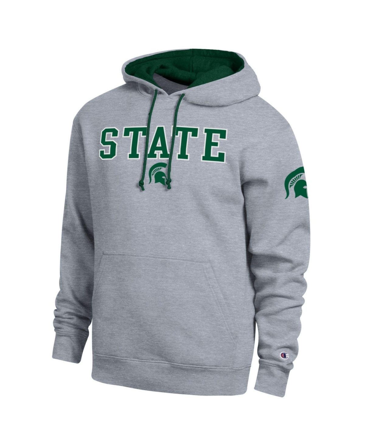 Champion Men's Heather Gray Michigan State Spartans Contrast Hoodie - Heather Gray