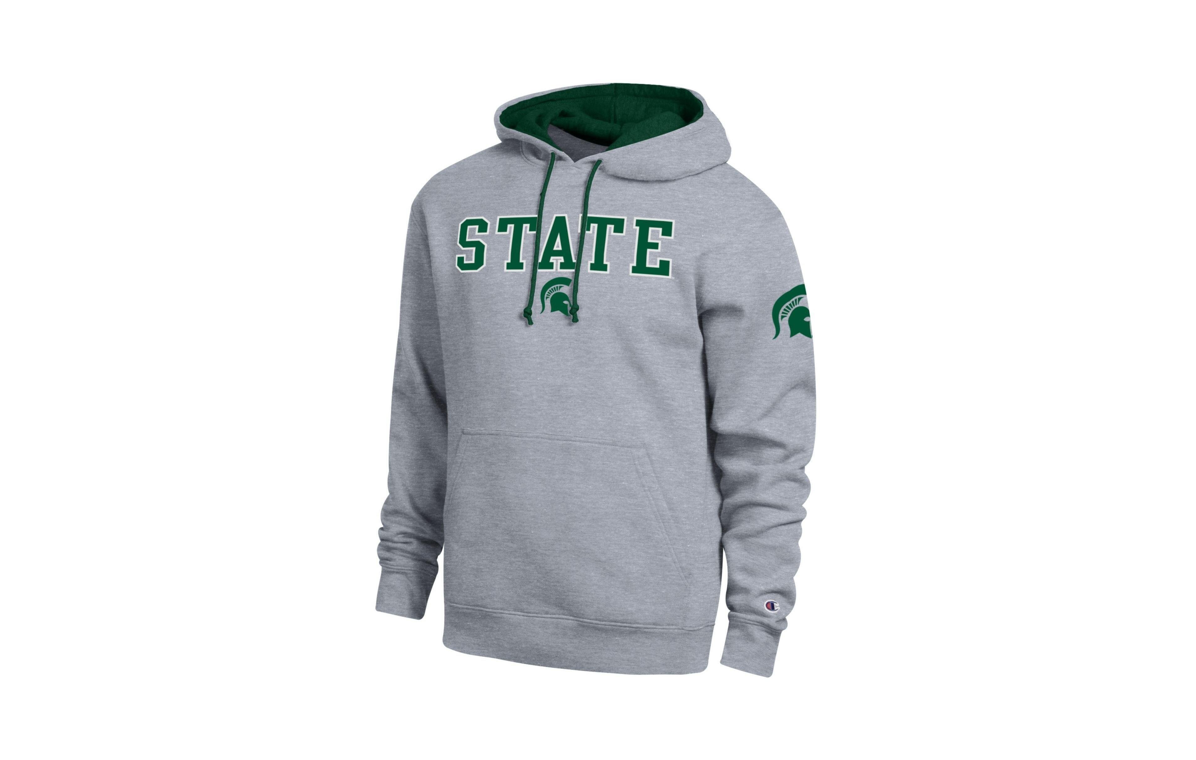 Champion Men's Heather Gray Michigan State Spartans Contrast Hoodie