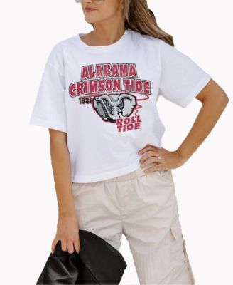Women's White Alabama Crimson Tide Logo Boxy Fit Cropped T-Shirt