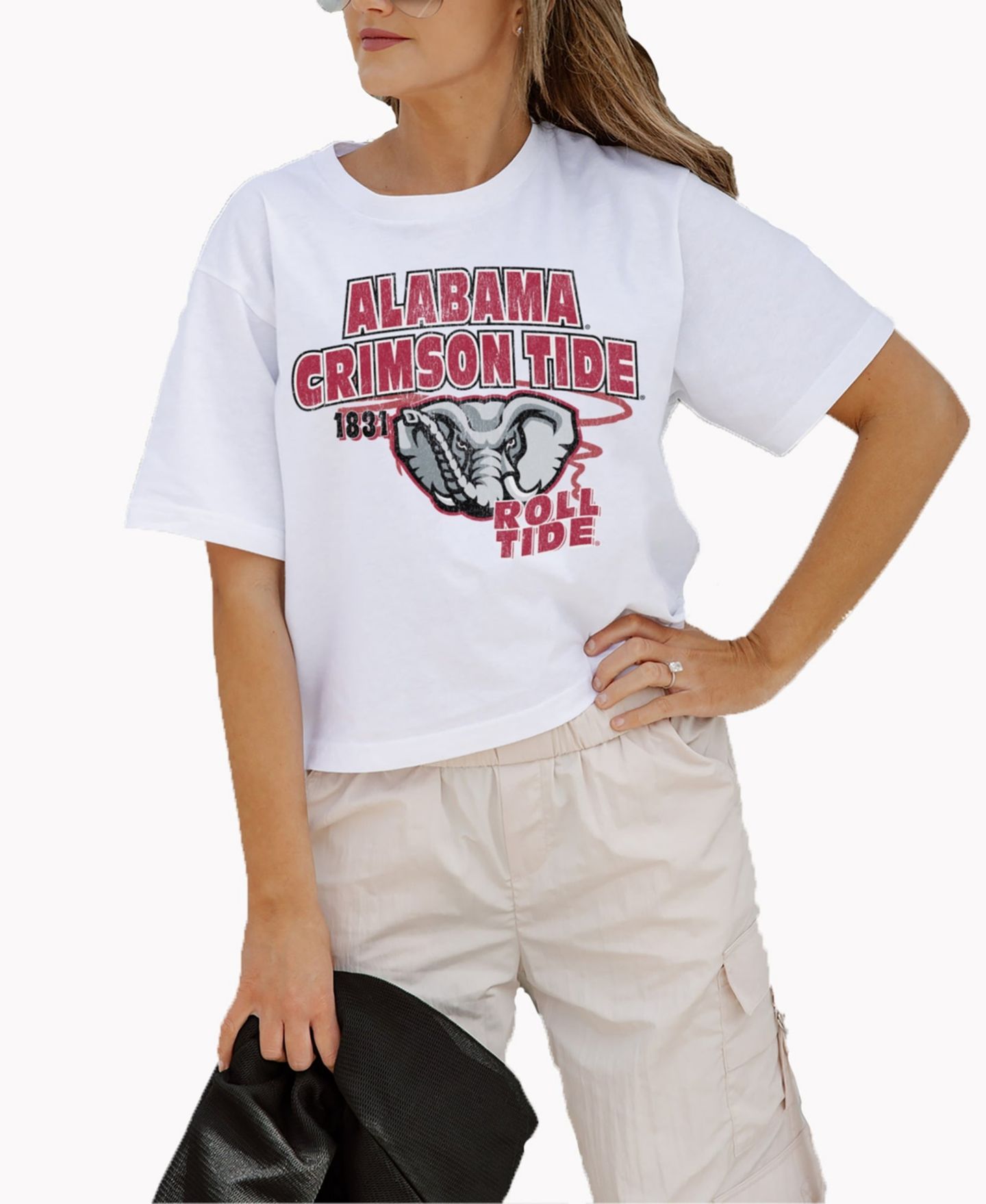 Женская футболка Gameday Couture White Alabama Crimson Tide Logo Boxy Fit Cropped — фото 1