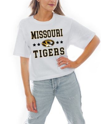 Women's White Missouri Tigers Stars Boxy Fit Cropped T-Shirt