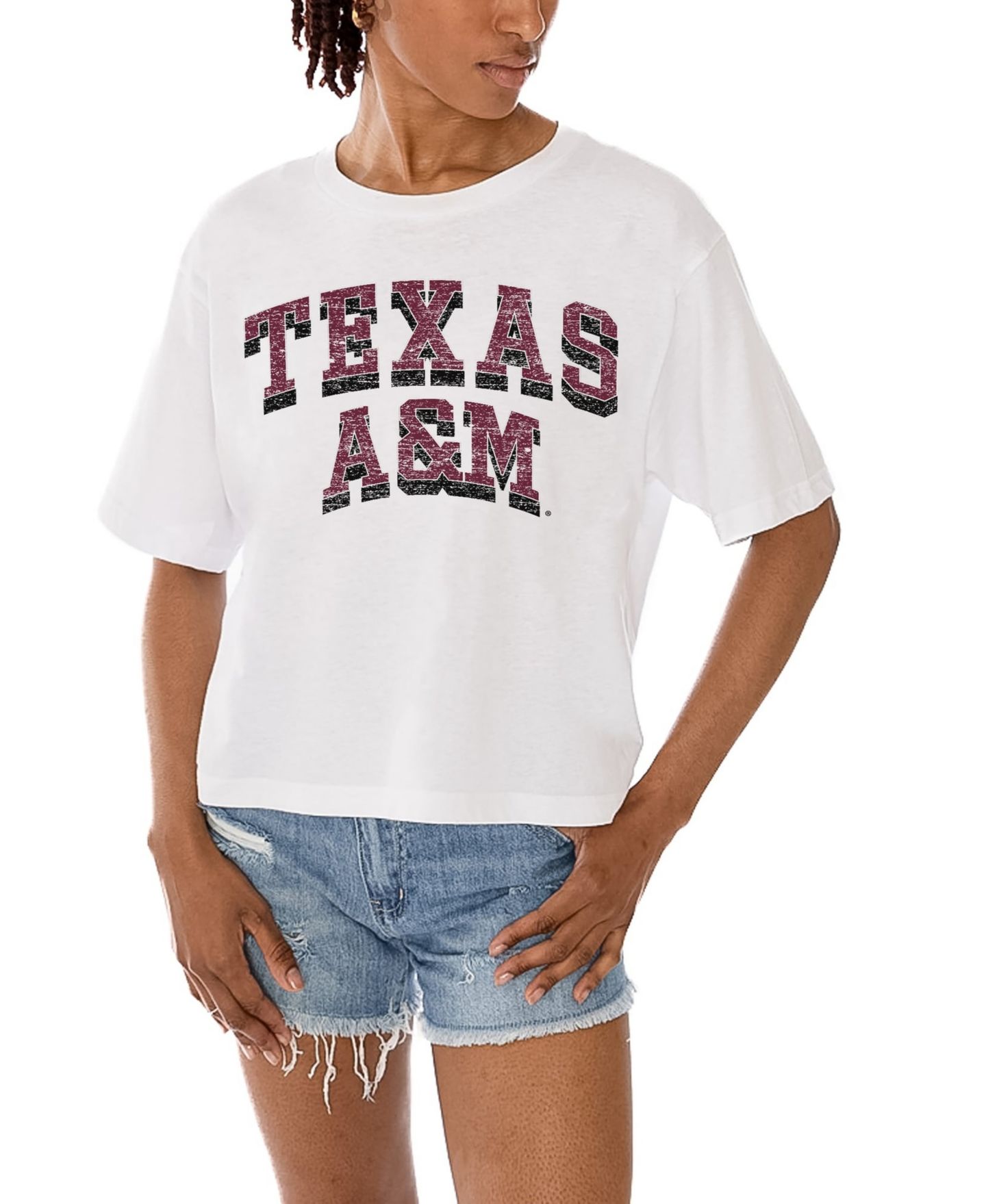 Женская футболка Gameday Couture White Texas A&M Aggies Claim To Fame Boxy Cropped — фото 1