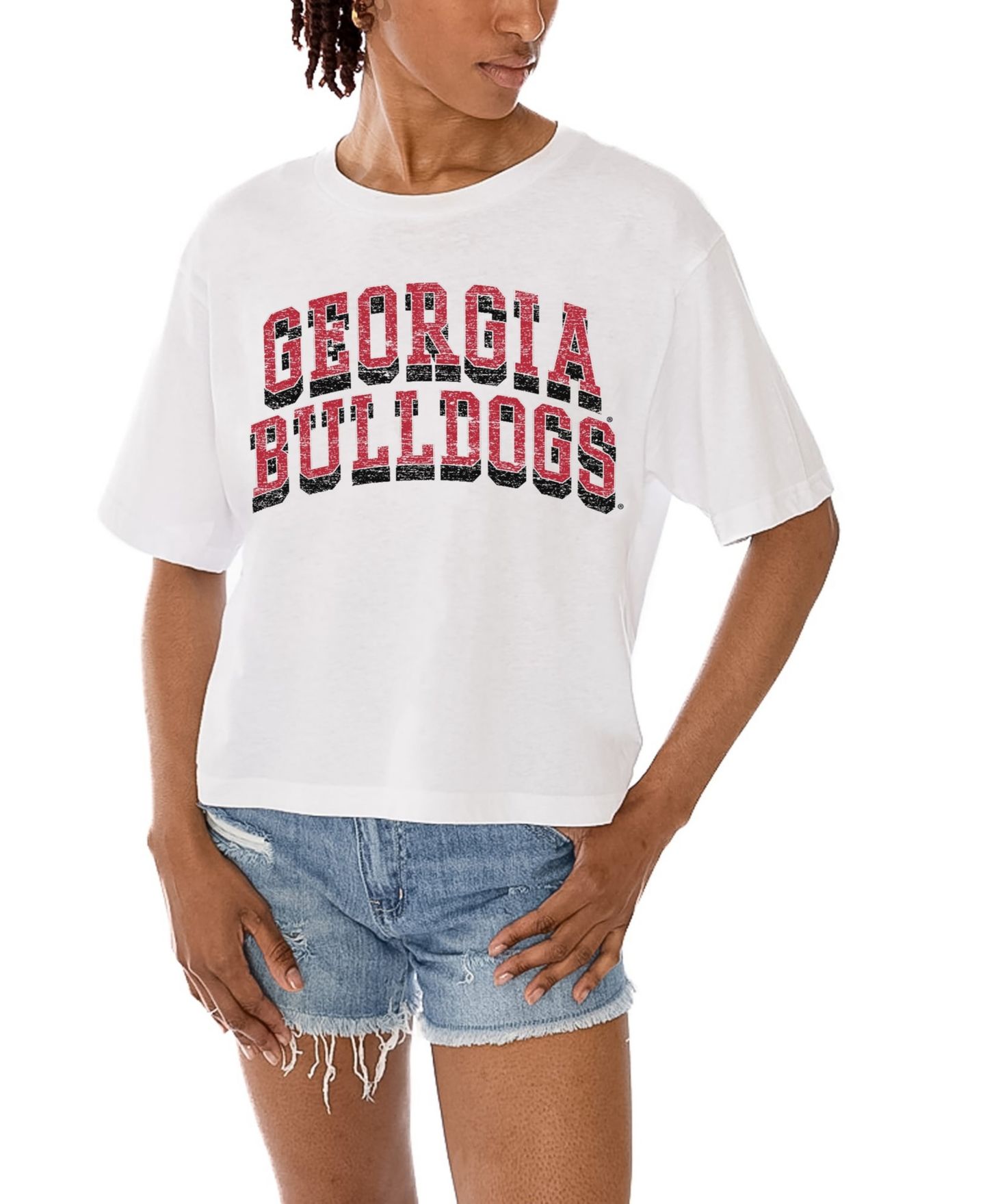 Женская футболка Gameday Couture White Georgia Bulldogs Claim To Fame Boxy Cropped — фото 1