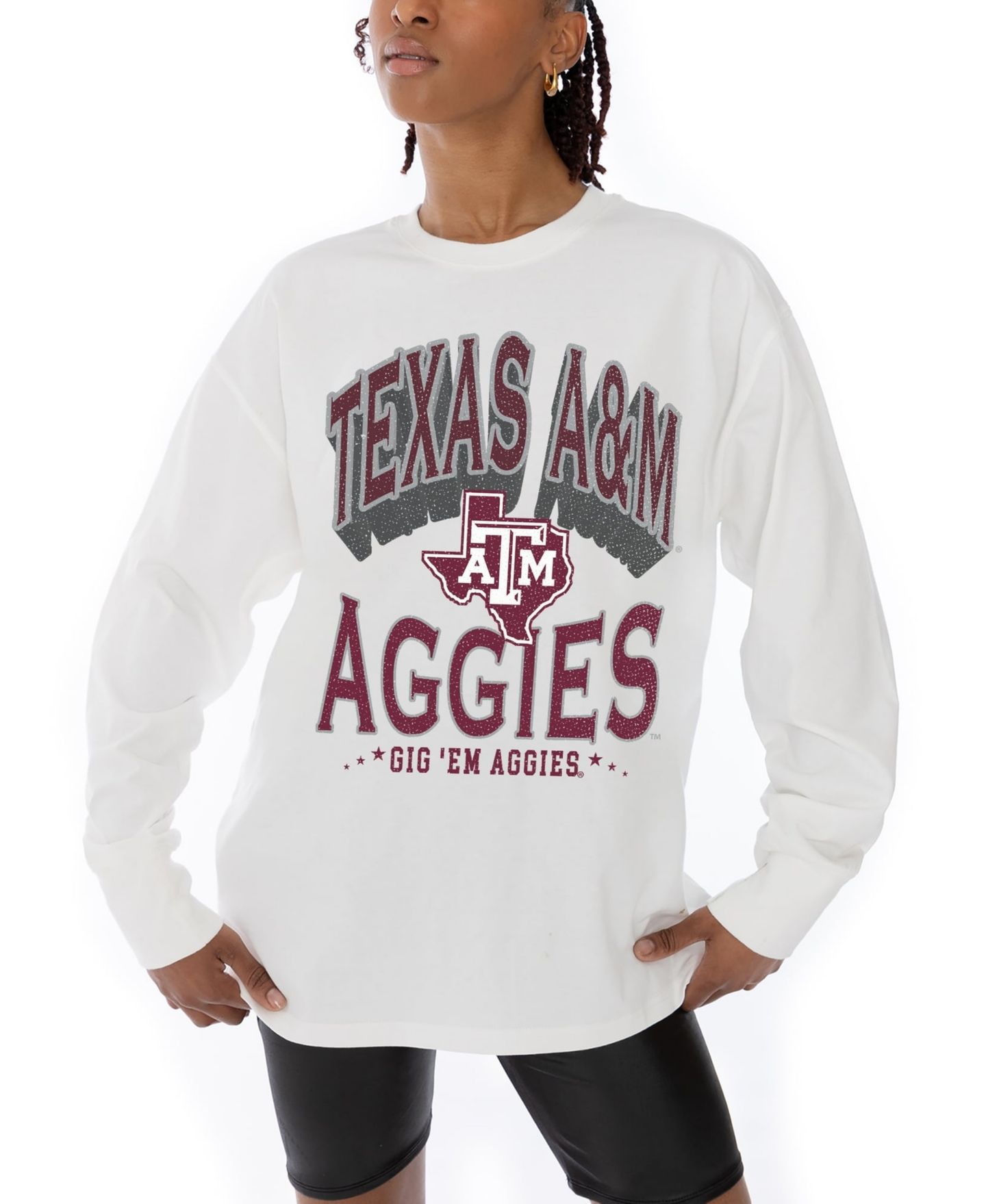 Женская футболка Gameday Couture White Texas A&M Aggies Midweight Oversized Long-Sleeve — фото 1