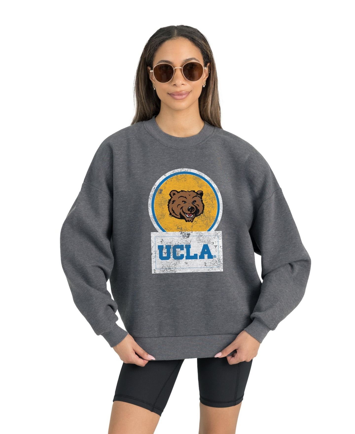 Женская толстовка Gameday Couture Ucla Bruins Charcoal Oversized Drop Shoulder Fleece Drop Pullover — фото 1