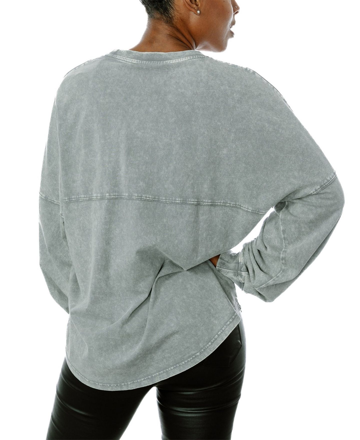 Женская футболка Gameday Couture Gray Carolina Panthers Snow Wash Oversized Long-Sleeve — фото 2