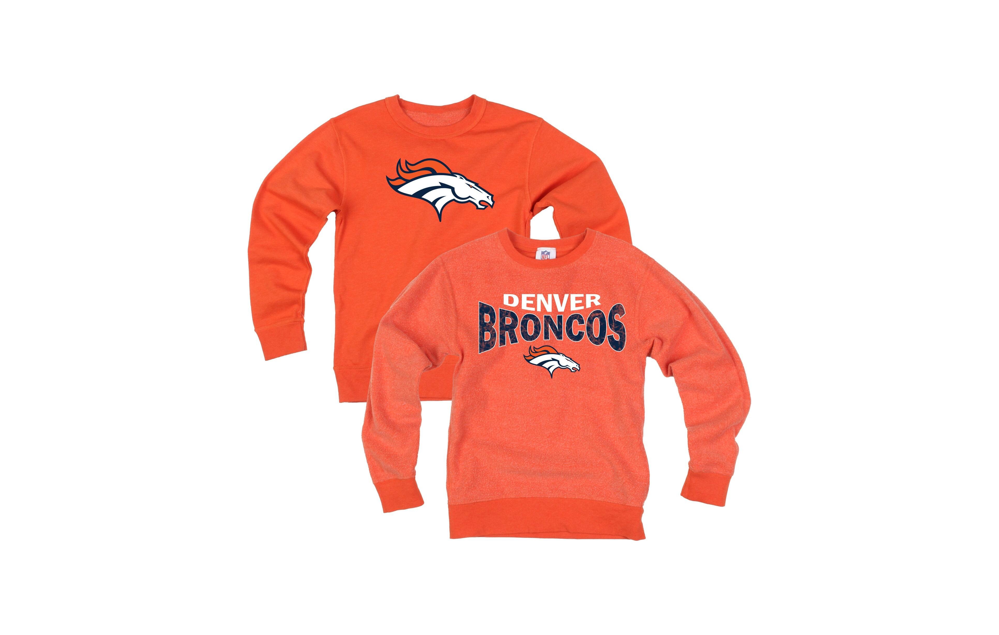 Wes & Willy Big Boys' and Girls' Orange Denver Broncos Reversible Fleece Sweatshirt