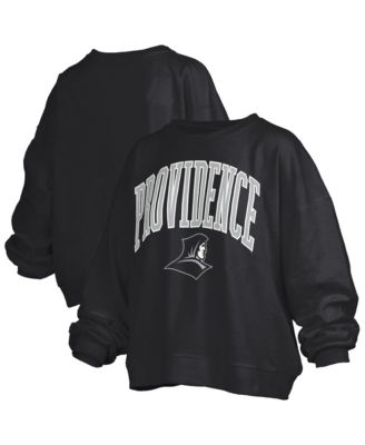 Women's Black Providence Friars Oversized Janise Arch Over Logo Fleece Sweatshirt