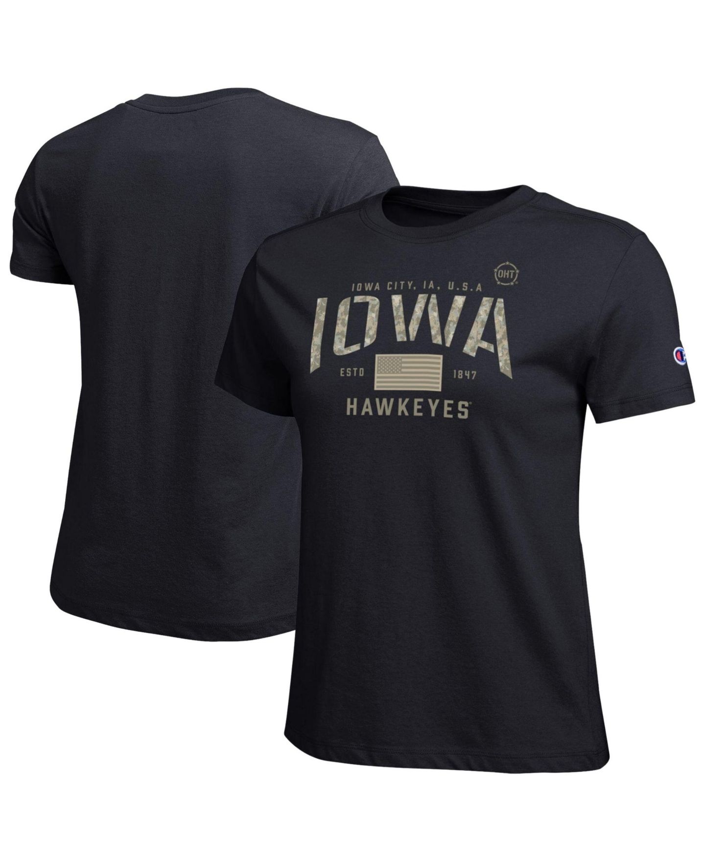 Женская футболка Champion Black Iowa Hawkeyes Operation Hat Trick Core — фото 1