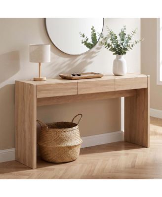 71 Inch Narrow Console Table with 3 Drawers Melamine Entryway Table for Living Room Hallway
