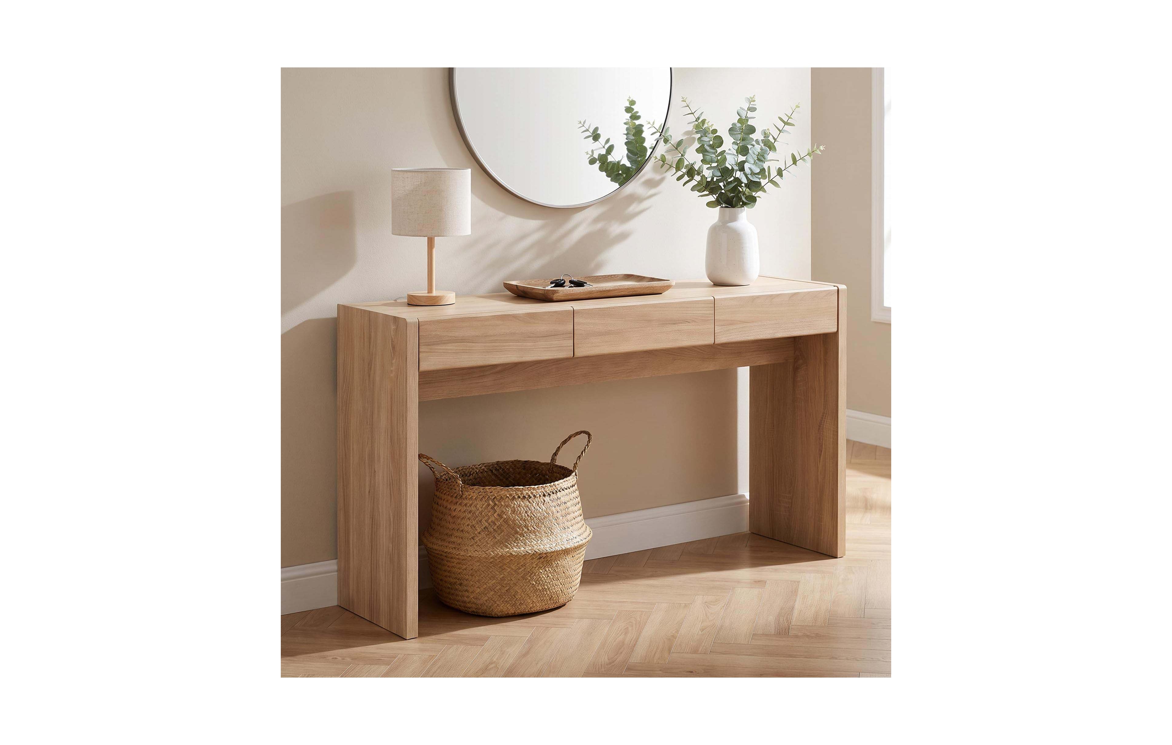 homfan 71 Inch Narrow Console Table with 3 Drawers Melamine Entryway Table for Living Room Hallway