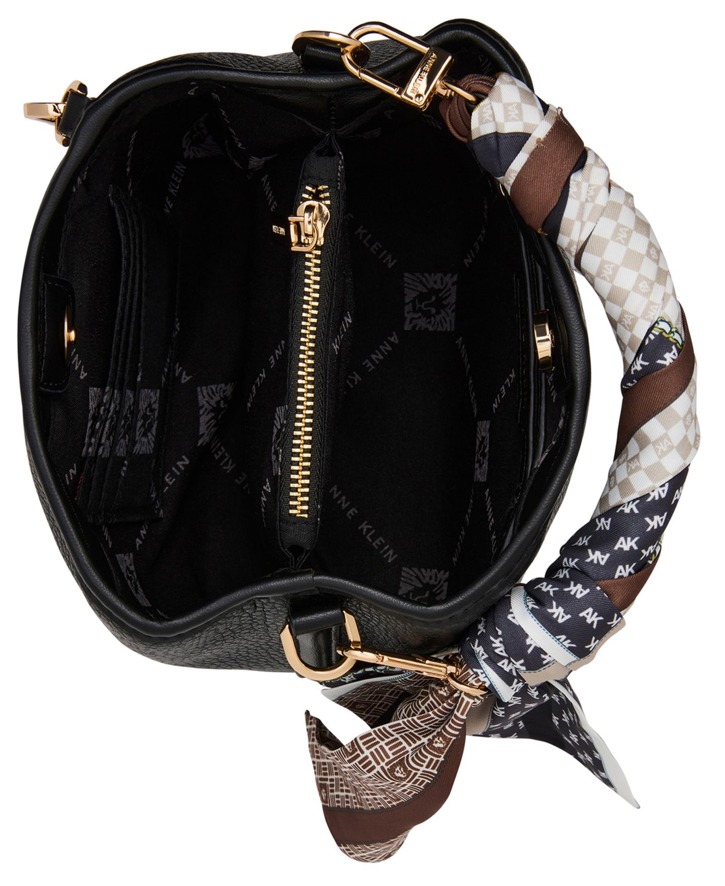 Женская сумка Anne Klein Convertible Strap Small Bucket Crossbody, цвет: Чёрный — фото 4