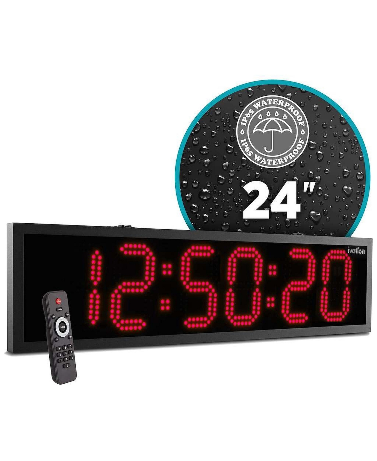 Ivation 24" Waterproof Led Display Countdown Timer Wall Clock