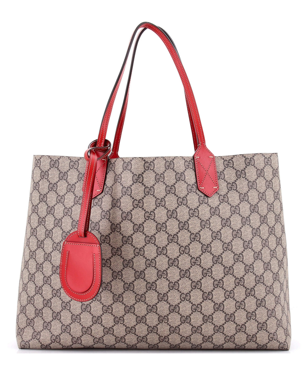 Pre-Owned Gucci Large Reversible Tote Gg Print Leather - Red