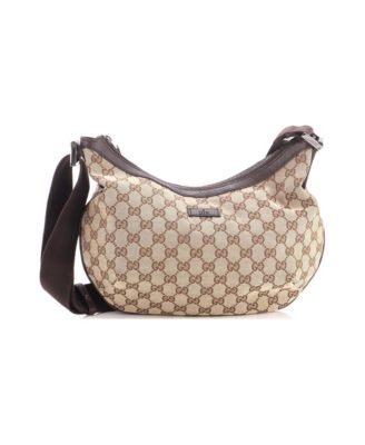 Medium Saddle Zip Messenger Bag GG Canvas with Leather