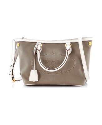 Small Logo Convertible Zip Tote Canvas with Leather