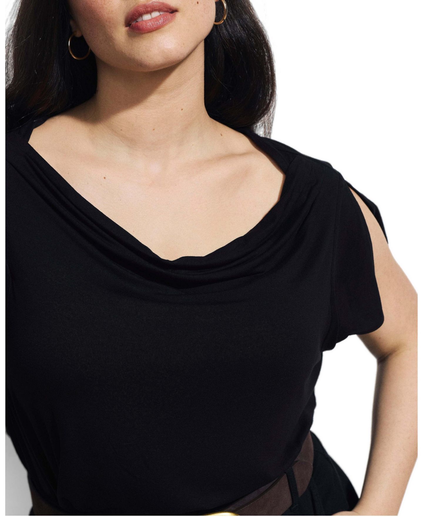 Женский топ Universal Standard Plus Size Jewel Liquid Jersey Cowl Neck, цвет: Чёрный — фото 3