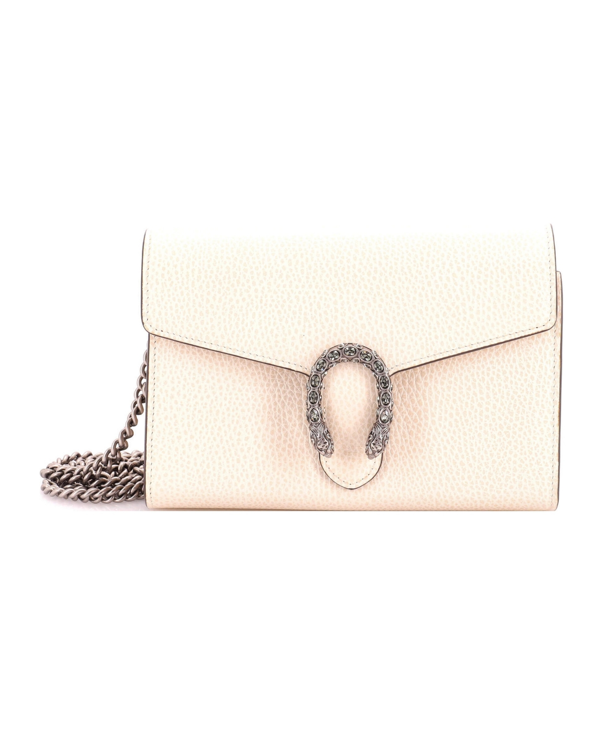 Pre-Owned Gucci Small Dionysus Chain Wallet Leather with Embellished Detail - White