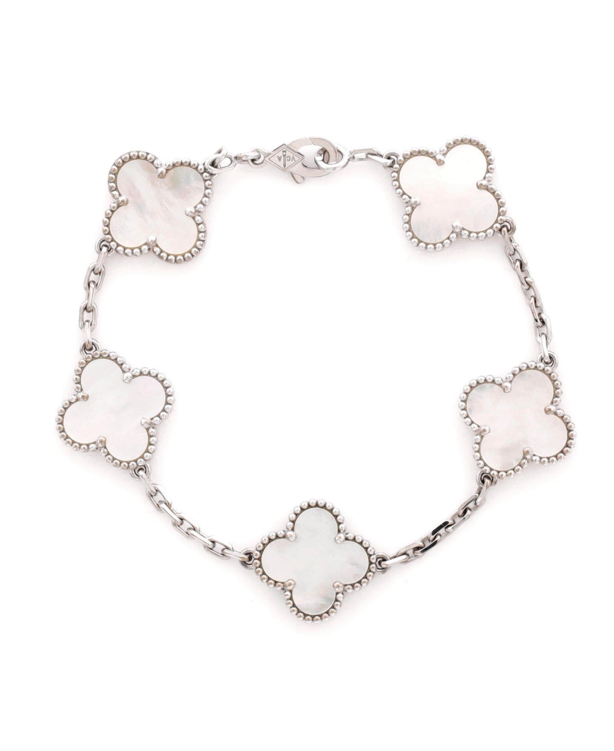 Pre-Owned Van Cleef & Arpels Vintage Alhambra 5 Motifs Bracelet - 18k white gold