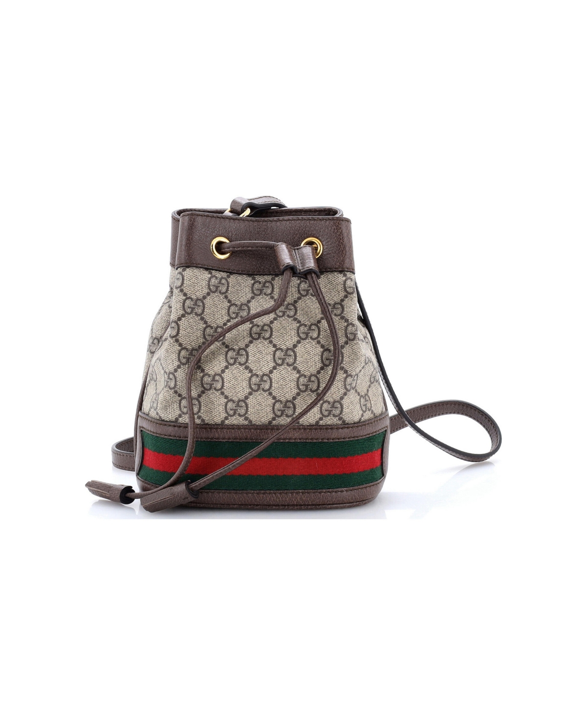 Pre-Owned Gucci Mini Ophidia Bucket Bag Gg Coated Canvas - Brown
