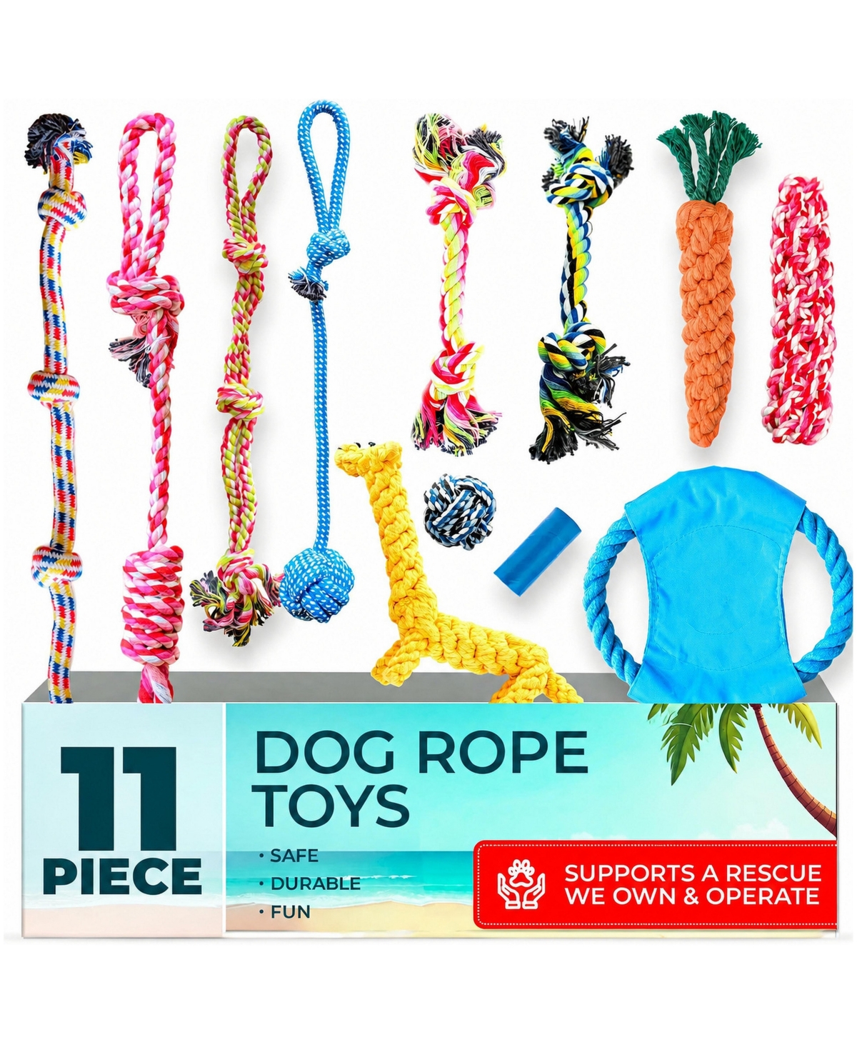 Magicorange Heavy Duty Dog Rope Toys 11 Pack Tug of War Dental Chew - 11 pack