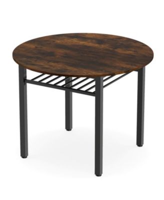 40-Inch Round Kitchen Table with an Open Storage Shelf