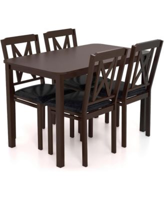 5-Piece Dining Set Featuring Solid Rubber Wood Legs, Dining Set