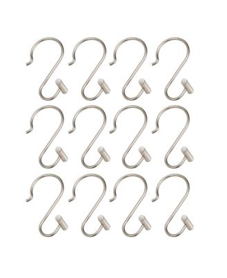 Rust-Resistant Metal Shower Curtain Hooks with T-bar end, Shower Hooks Hangers for Bathroom - Set of 12