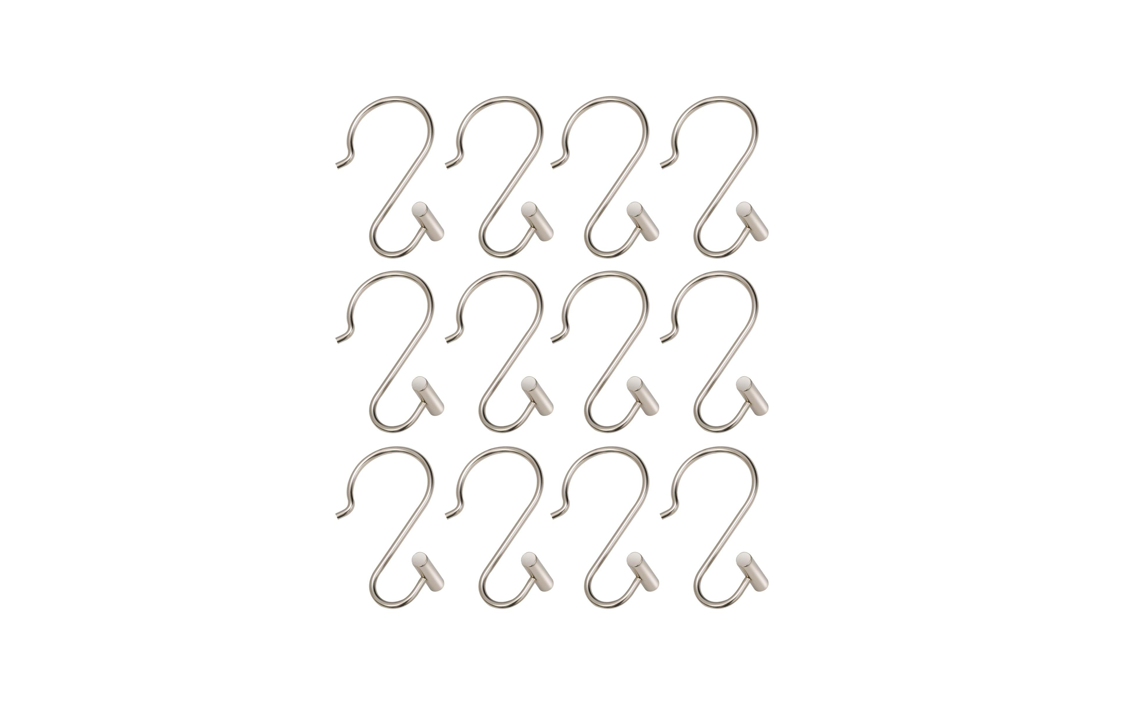 Utopia Alley Rust-Resistant Metal Shower Curtain Hooks with T-bar end, Hangers for Bathroom - Set of 12