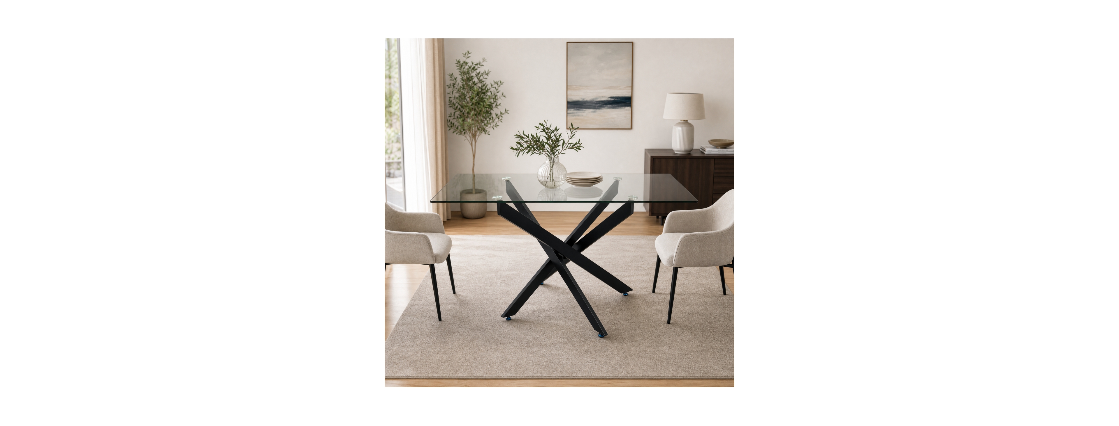 Streamdale Furniture Modern Rectangular Glass Dining Table 47.24