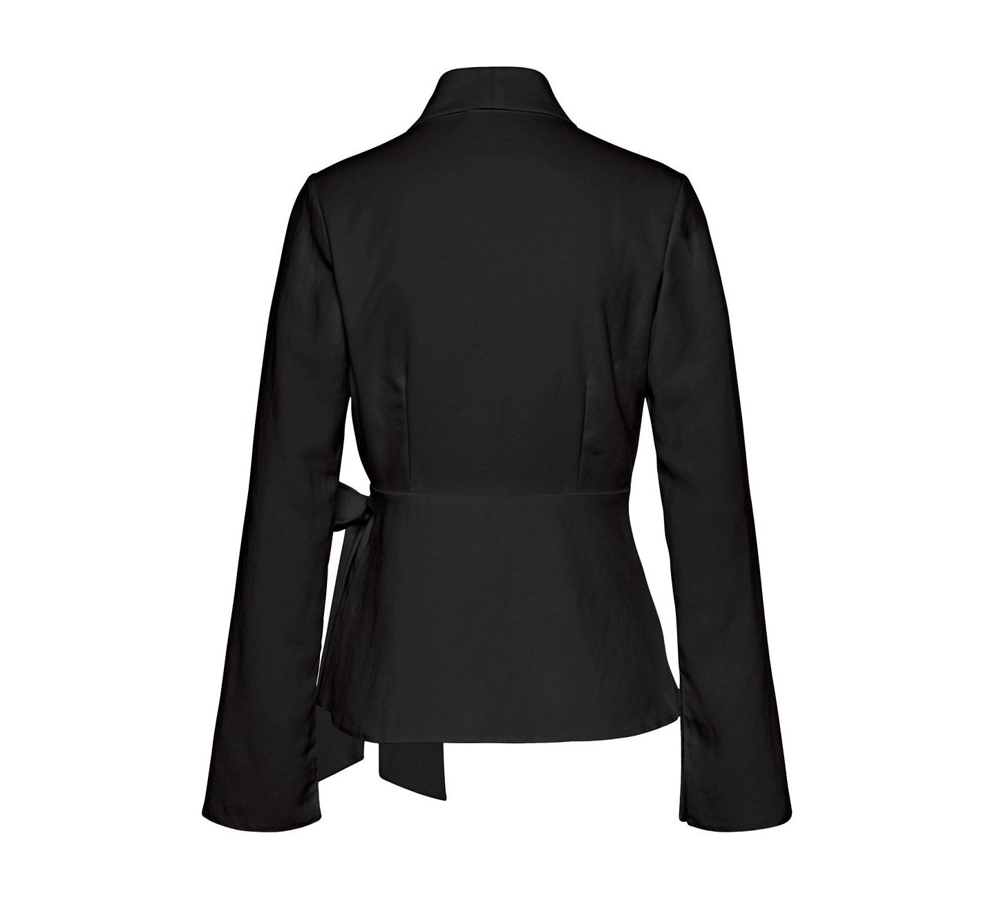 Женская блузка Lascana Wrap Lapel-Collar Long-Sleeve, цвет: Чёрный — фото 5