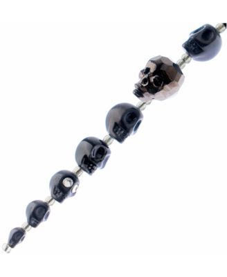 6.5in Assorted Halloween Skull Glass Bead Strand 11 Pieces