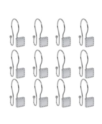 Rust-Resistant Metal Double Shower Curtain Hooks, Shower Hooks Hangers for Bathroom - Set of 12