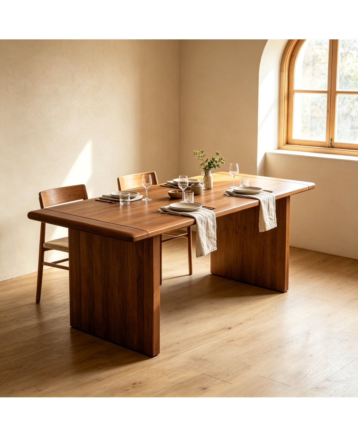Streamdale Furniture Solid Wood Rectangular Farmhouse Dining Table for 4-6 - Walnut