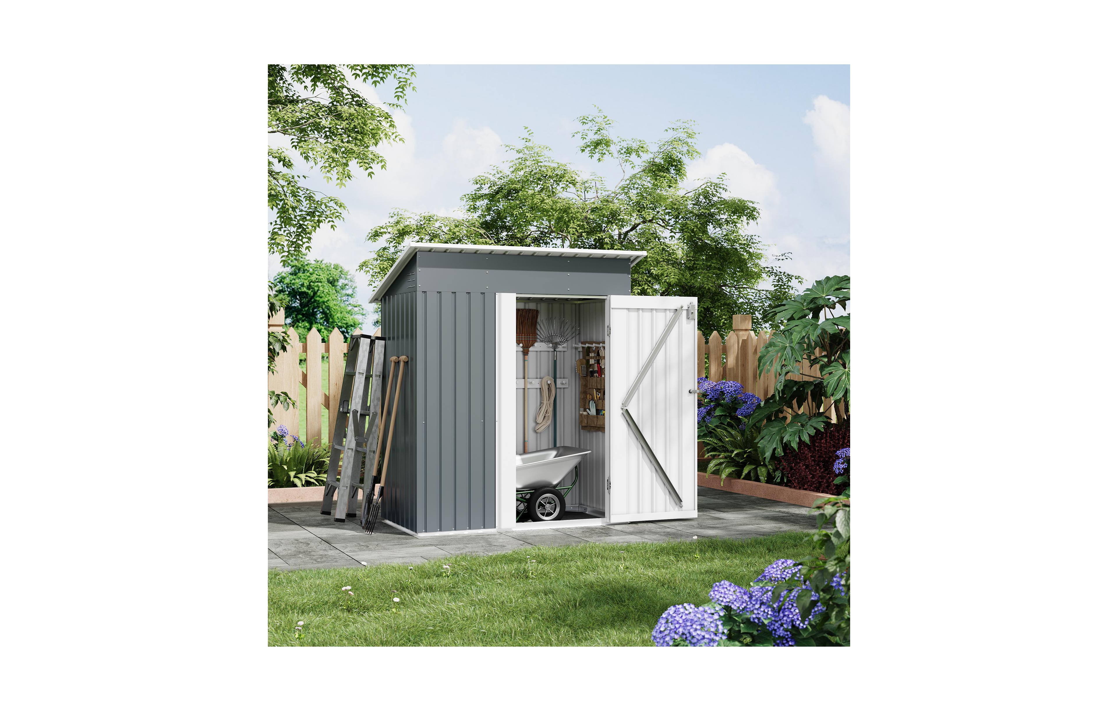 homfan Metal Outdoor Storage Shed with Lockable Doors and Vents, Weather Resistant Utility Tool Storage Cabinet
