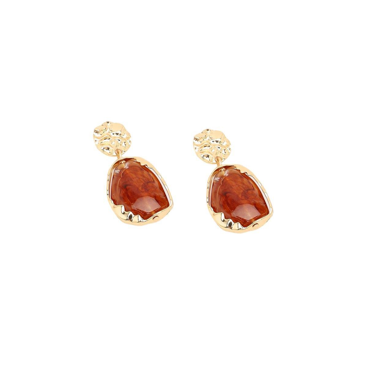 Sohi Women's Gold-Tone Dented Drop Earrings