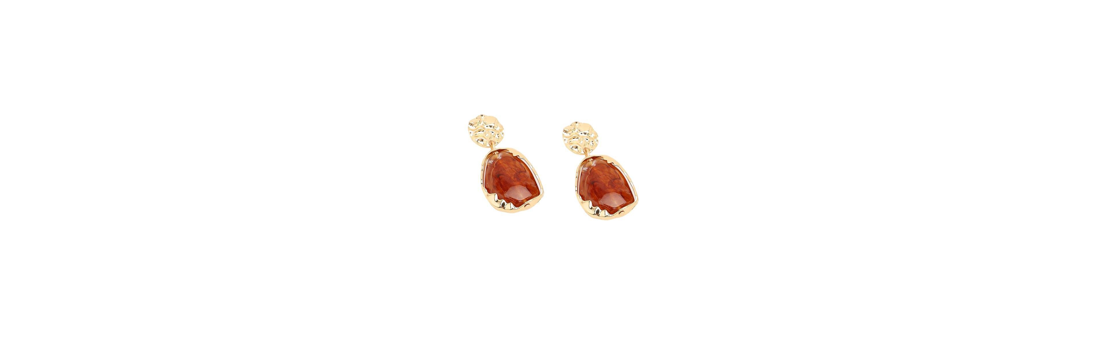 Sohi Women's Gold-Tone Dented Drop Earrings