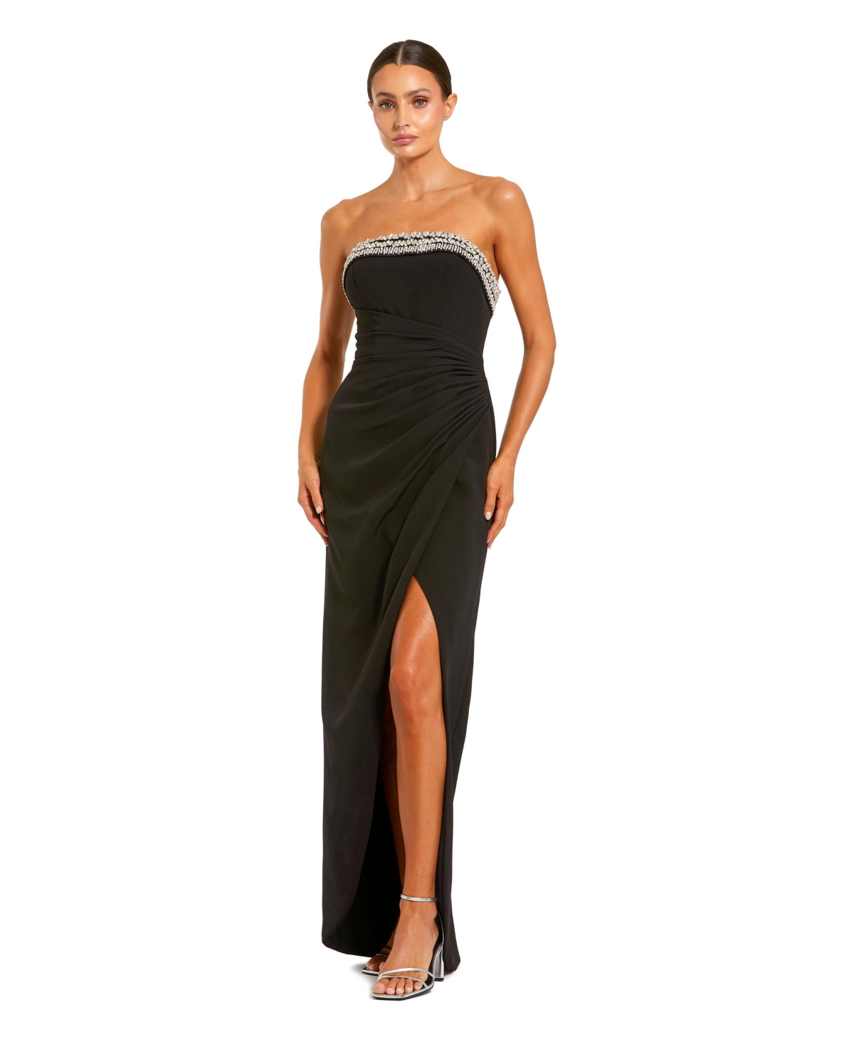 Mac Duggal Women's Strapless Embellished Ruched Column Gown - Black