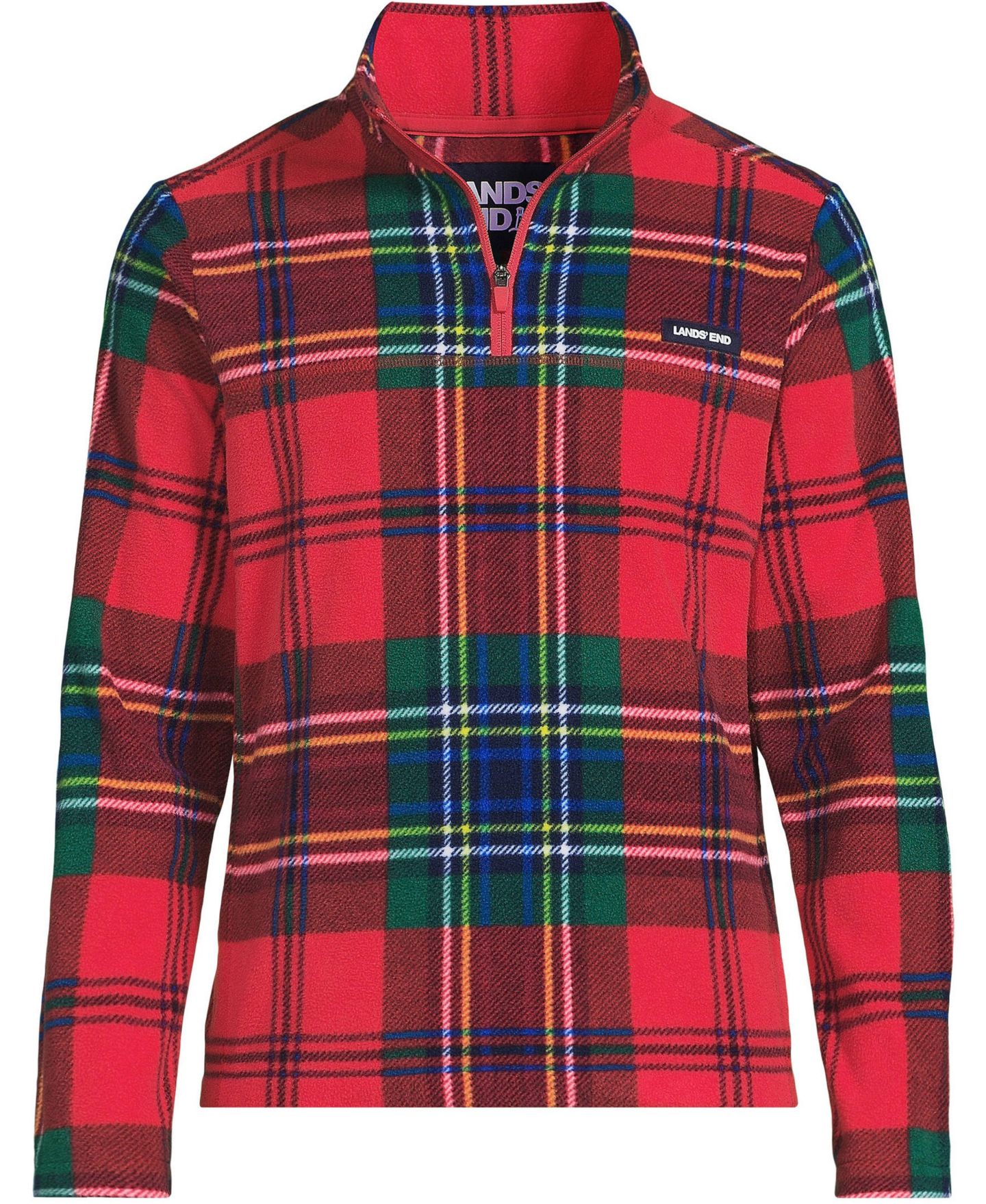 Мужской свитер Lands' End Anyweather Fleece Print Quarter Zip Pullover, цвет: Красный — фото 4