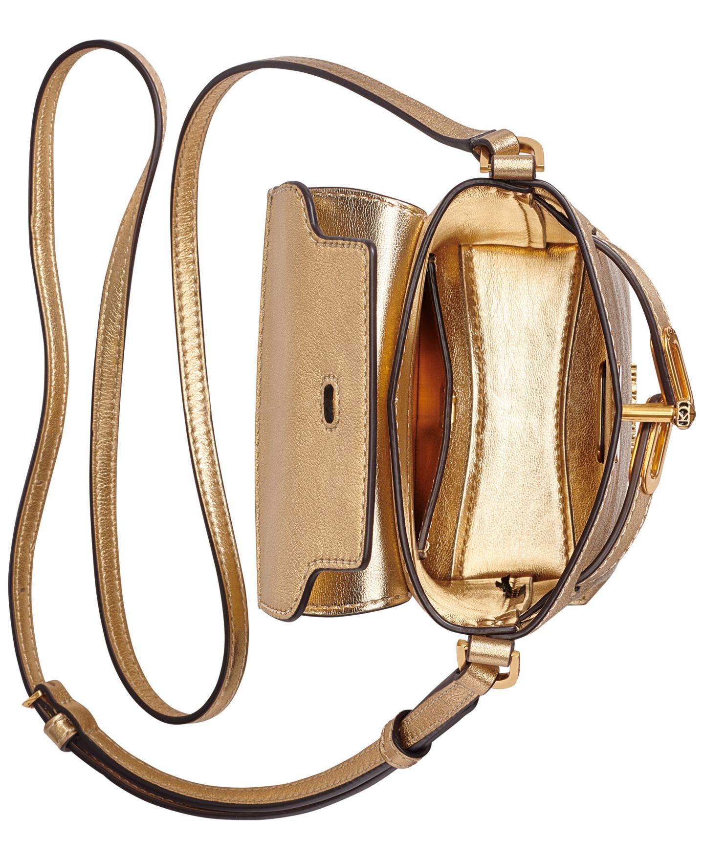 Женская сумка Donna Karan New York Bridgehampton North-South Leather Adjustable Mini Crossbody, цвет: Золотой — фото 4