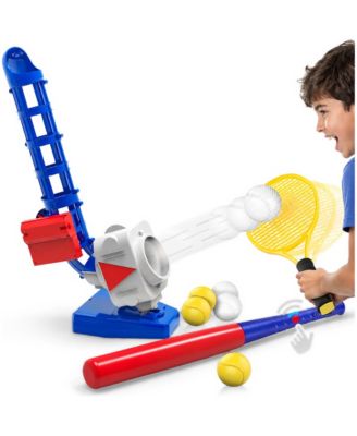Peneyon 2 In 1 RC Auto Baseball Tennis Pitching Machine With Bat Racket ...
