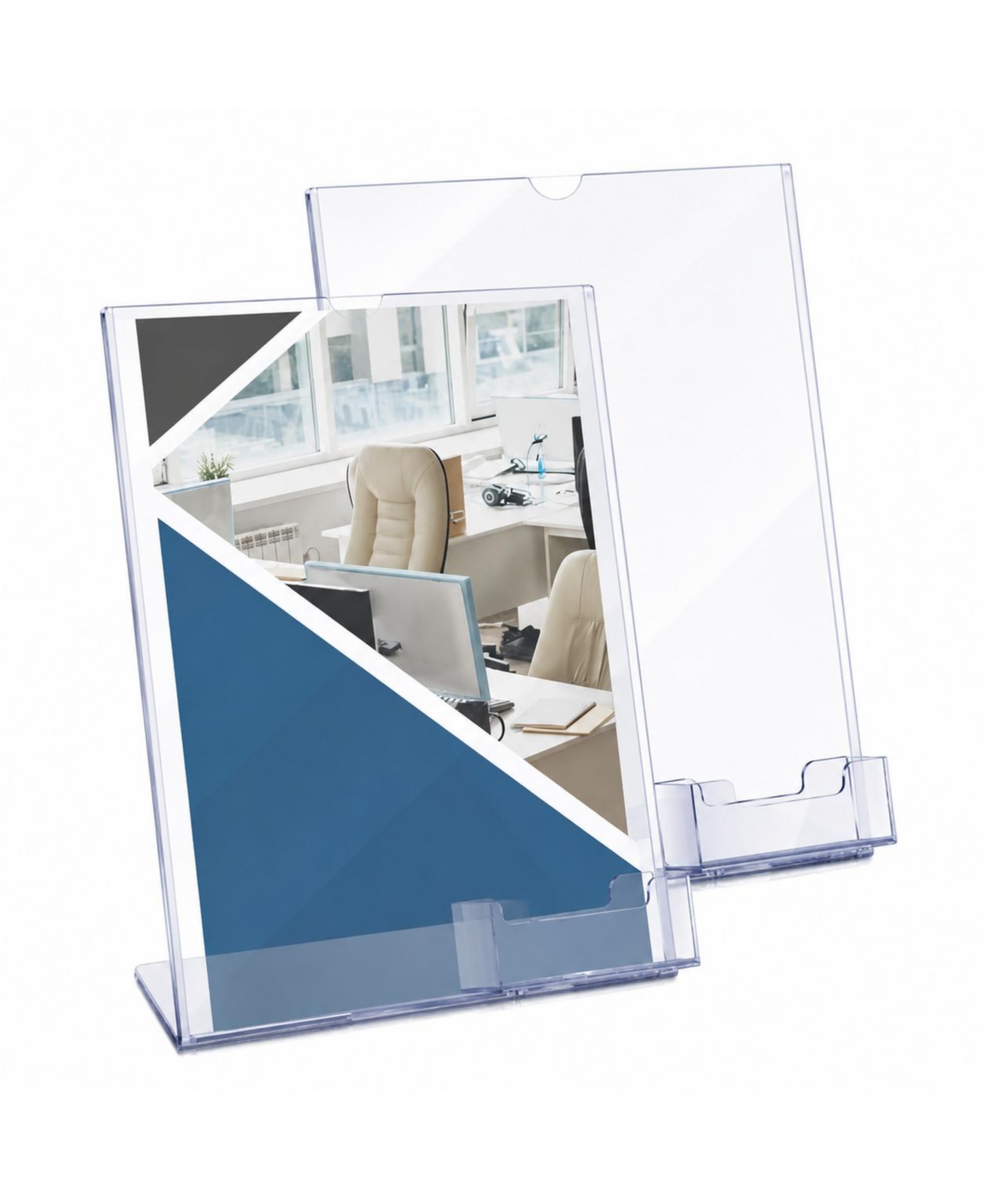 Lowking Acrylic Flyer Holder Stand with Business Card Pocket L Shaped Organizer - 8