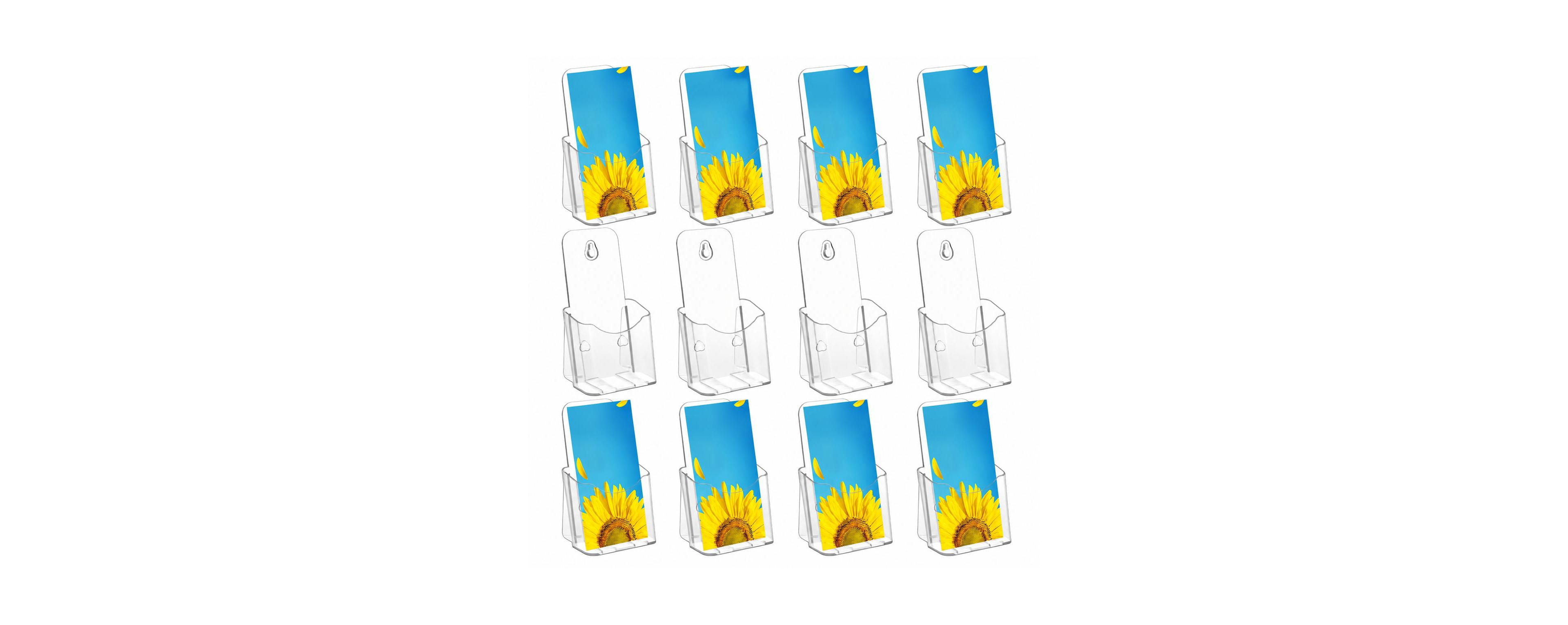 Lowking Clear Acrylic Brochure Holder 12 Pack Sturdy Self Standing Desktop Display Stand