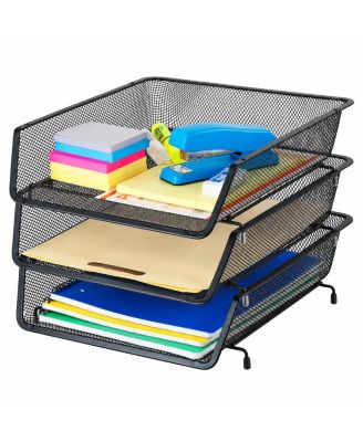 Stackable Letter Tray Organizer 3 Pack Desk File Document Office Storage