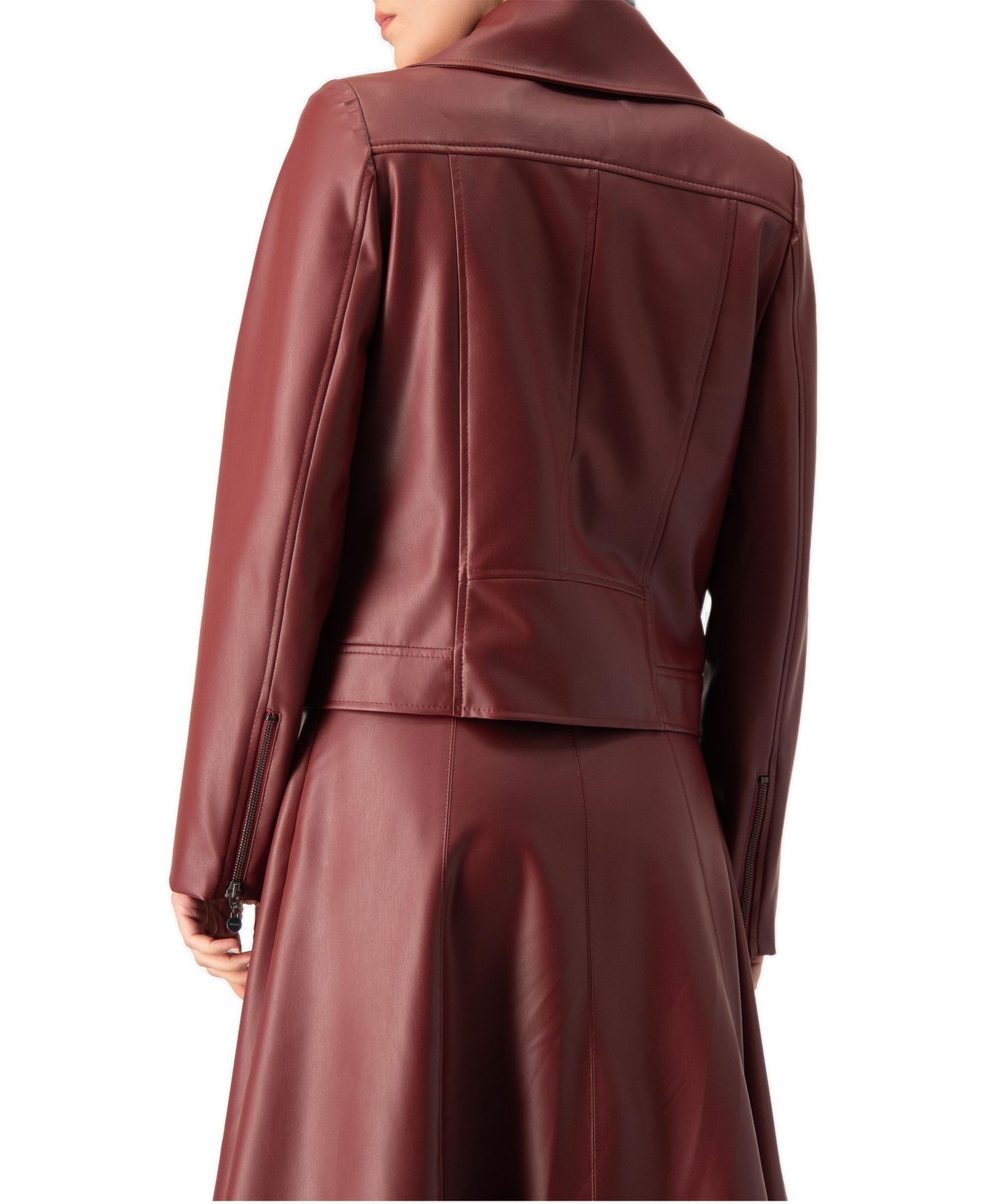 Женская куртка Ivonne Faux Leather Asymmetric Zip Biker, цвет: Винный — фото 2