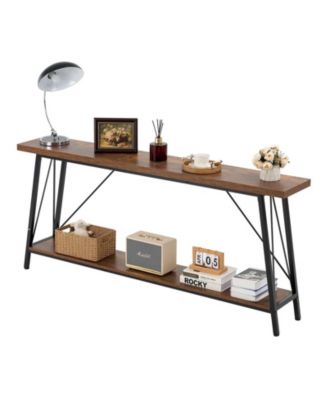 70.9 in Narrow Console Sofa Table with Metal Frame